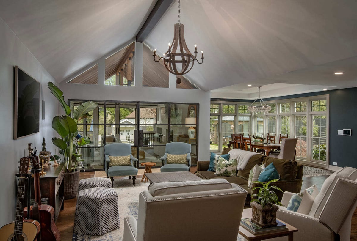 Natural light-filled living space in Atlanta home build by Silver Oak Remodeling
