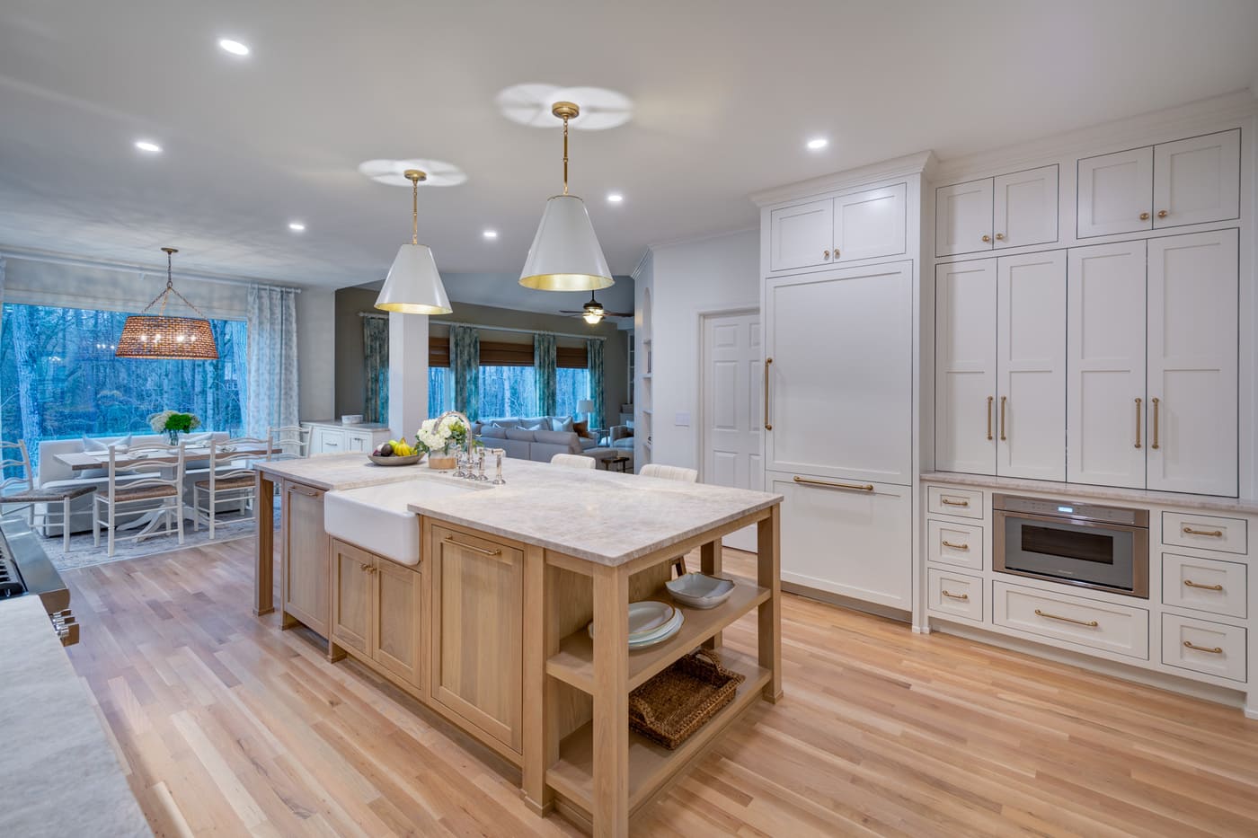 Spacious kitchen design with seating island and integrated cabinetry by Silver Oak Remodeling in Atlanta GA