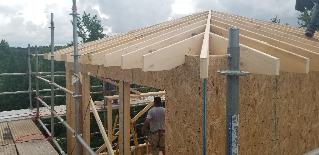 Framing stage of a custom home addition project by Silver Oak Remodeling in Atlanta, GA