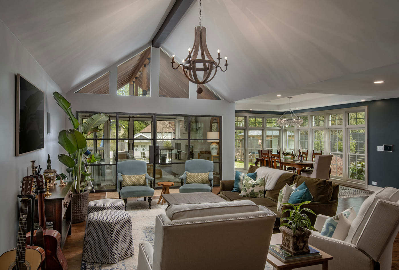 Natural light-filled living space in Atlanta home build by Silver Oak Remodeling