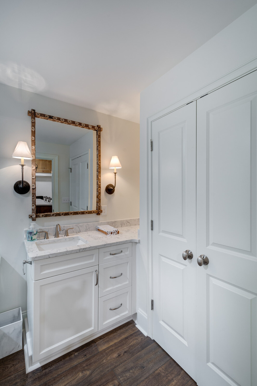 Basement bathroom vanity with marble countertop in Roswell GA remodel by Silver Oak Remodel Basement bathroom vanity with marble countertop in Roswell GA remodel by Silver Oak Remodel